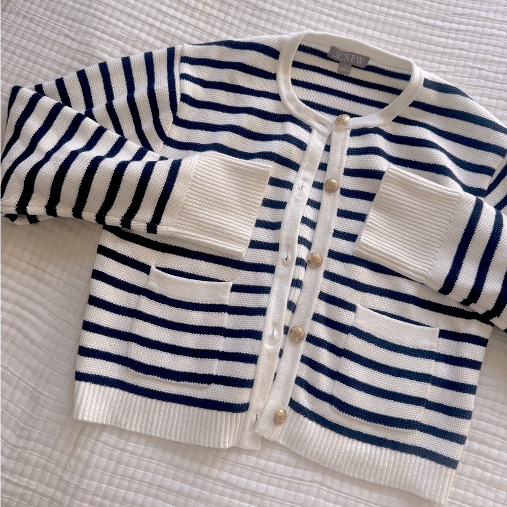 J. Crew Navy Striped Cardigan
